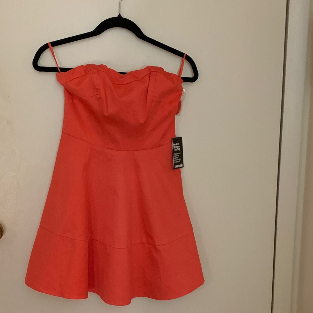 Express Vibrant Coral Mini Dress with or without straps
